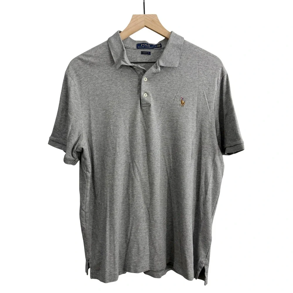 Polo Ralph Lauren Polo Shirt Gray Large Preppy Quiet Luxury Coastal Old Money